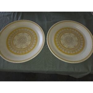 Franciscan Earthenware Sundance Dinner Plates Set of 2 Yellow Medallion 10.75"